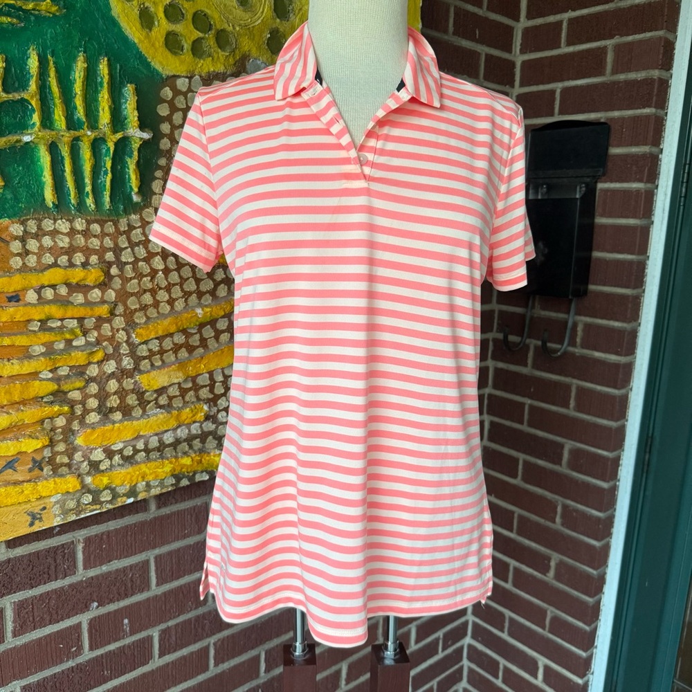 Nike Women's Pink Striped Button Down Golf Shirt